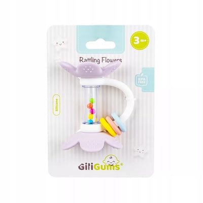 Kramtukas silikoninis su barįkučiu GiliGums FLOWERS Lila