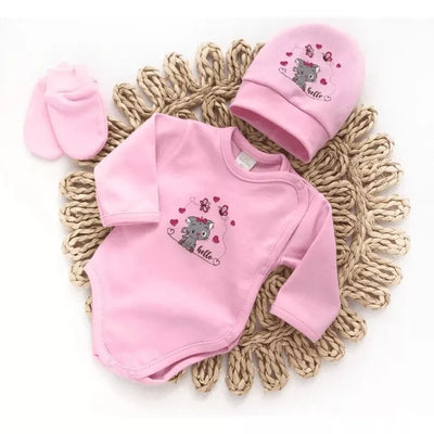 Kūdikio kraitelis - komplektukas Gamex HELLO 5 dalių, 56 Pink