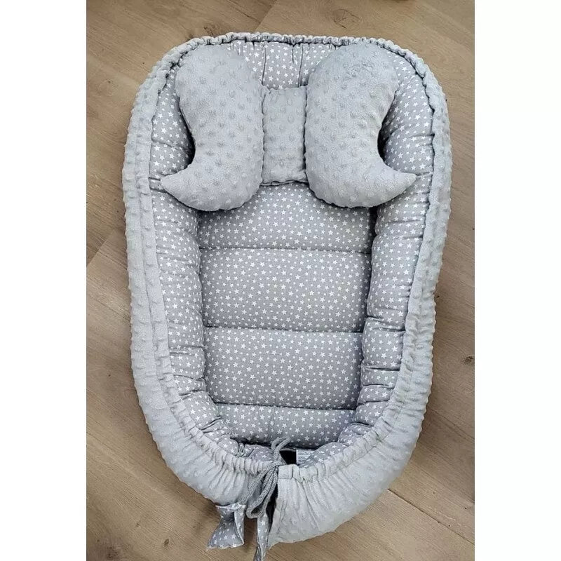 Kokonas-Lizdelis naujagimiams su pagalvyte DUET MINKI Grey