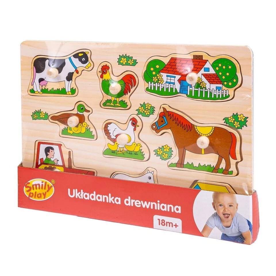 Medinė edukacinė dėlionė Pmily Play FARM