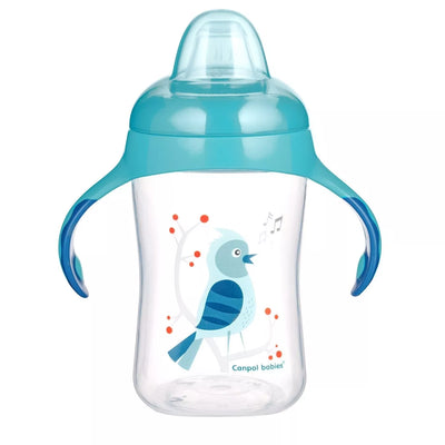 Mokomasis puodelis su silikoniniu snapeliu Canpol BIRDS 56/519 Blue