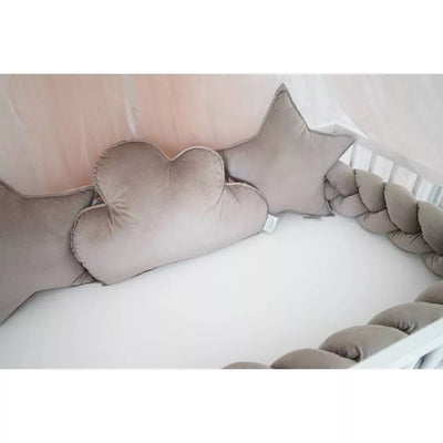 Apsaugėlė lovytei Pynė+3 pagalvėlės BELISIMA VELVET Dark Beige