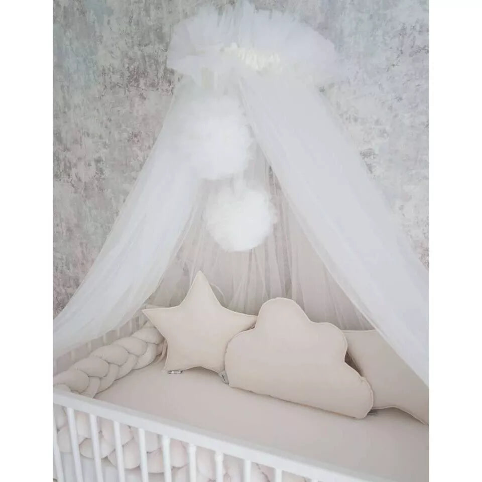 Apsaugėlė lovytei Pynė+3 pagalvėlės BELISIMA VELVET Ecru