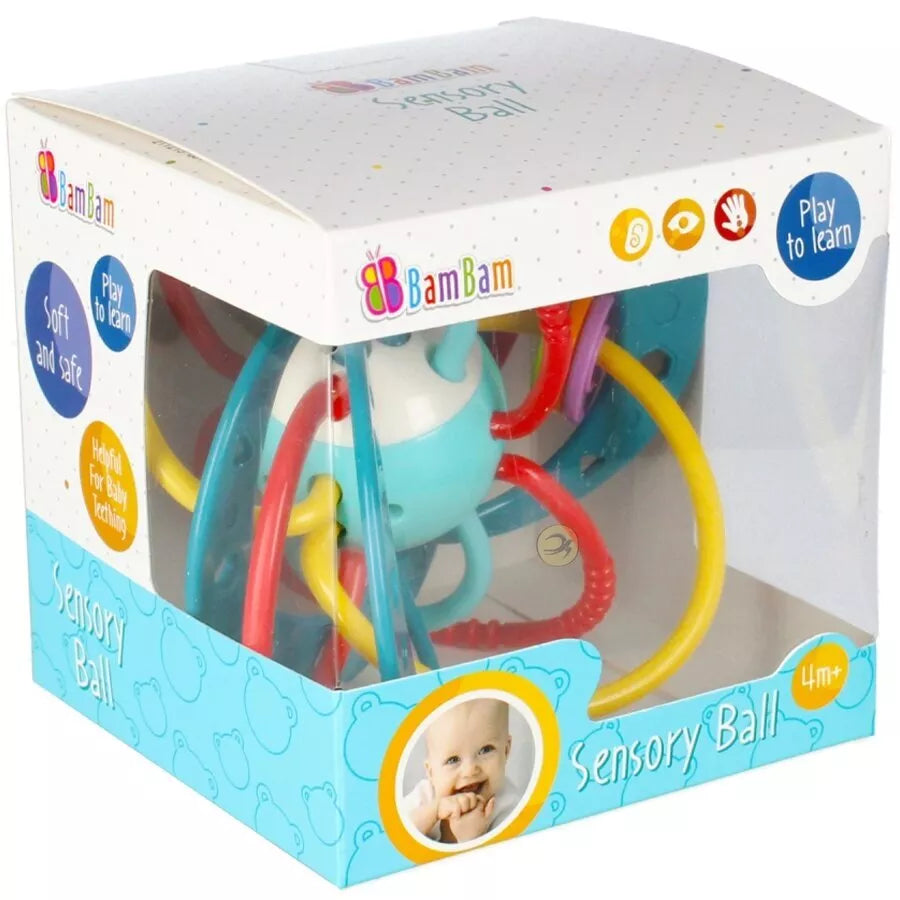 Barškutis su kramtuku BamBam SENSORY BALL Blue