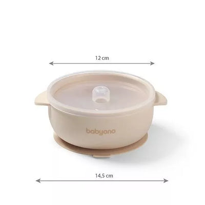 Dubenėlis silikoninis su siurbtuku ir dangteliu BabyOno 1662/03