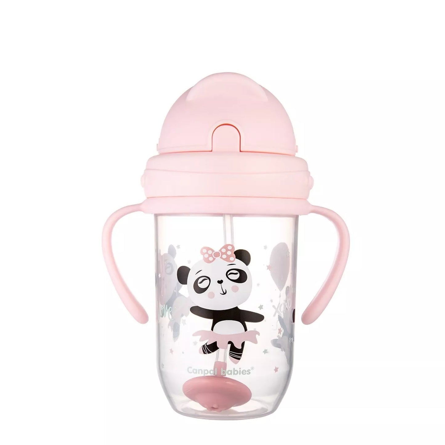 Gertuvė neišsipilanti su šiaudeliu Canpol EXOTIC ANIMALS 56/606 Pink