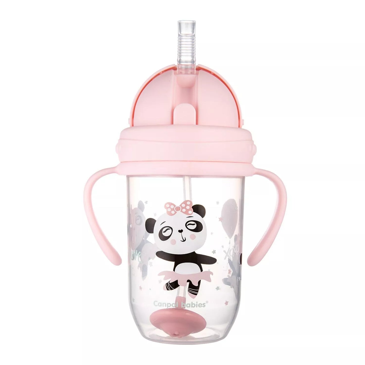 Gertuvė neišsipilanti su šiaudeliu Canpol EXOTIC ANIMALS 56/606 Pink