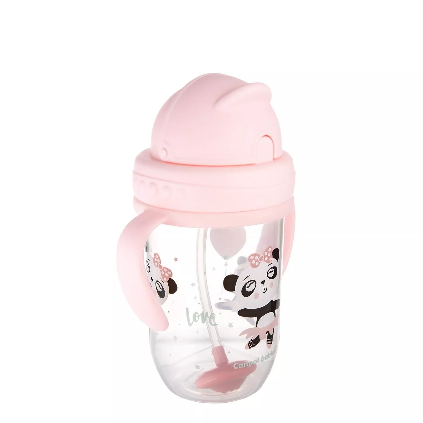 Gertuvė neišsipilanti su šiaudeliu Canpol EXOTIC ANIMALS 56/606 Pink