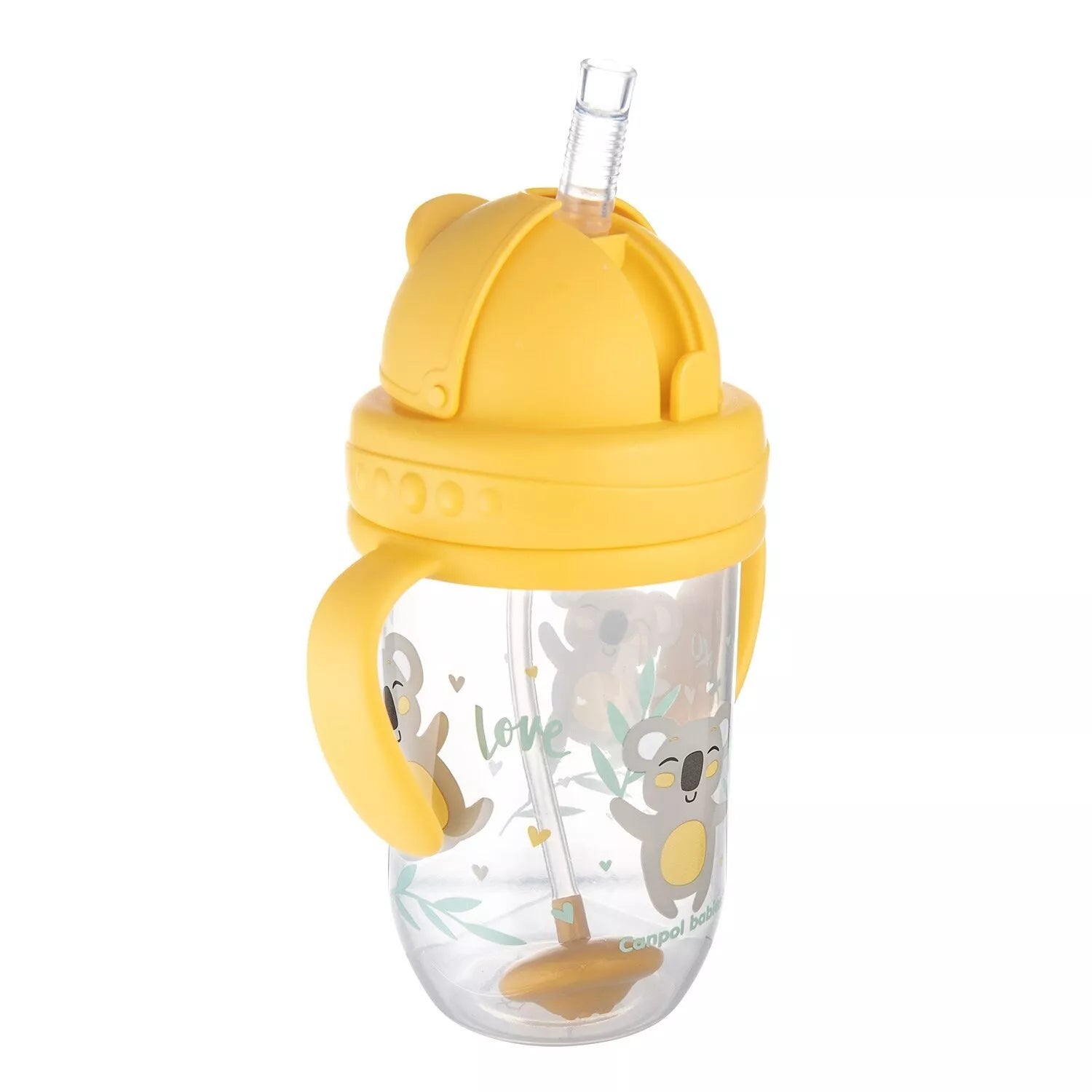 Gertuvė neišsipilanti su šiaudeliu Canpol EXOTIC ANIMALS 56/606 Yellow