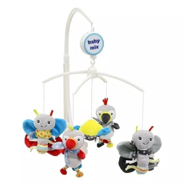 Karuselė muzikinė su minkštais žaisliukais Baby Mix TUKAN AND BUTTERFLY