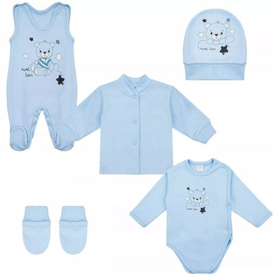Kūdikio kraitelis - komplektukas Gamex  SWEET BEAR 5 dalių, 62 Blue