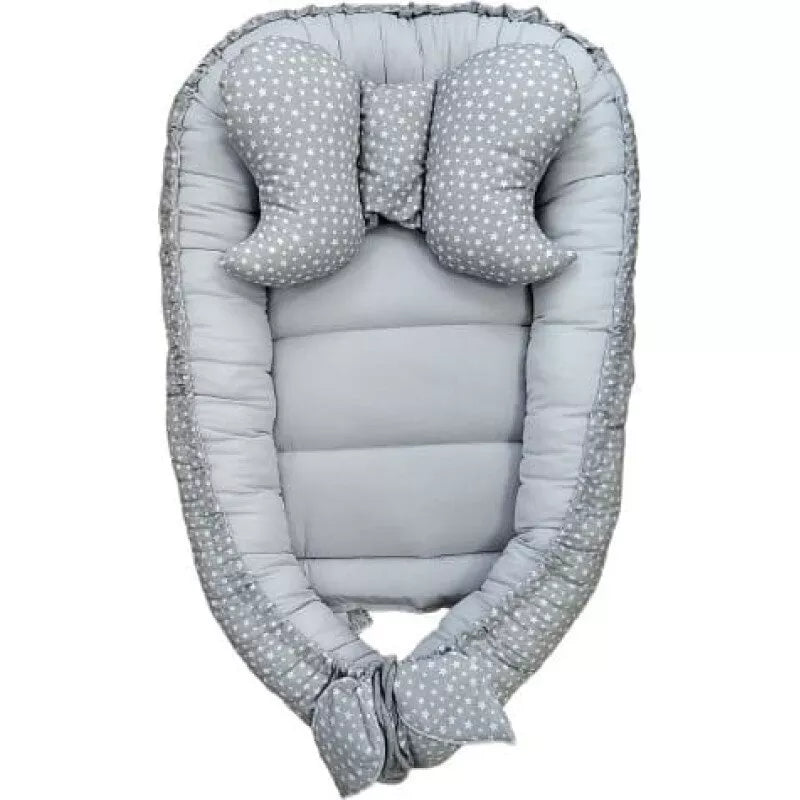 Kokonas-Lizdelis naujagimiams su pagalvyte DUET COTTON STARS Grey