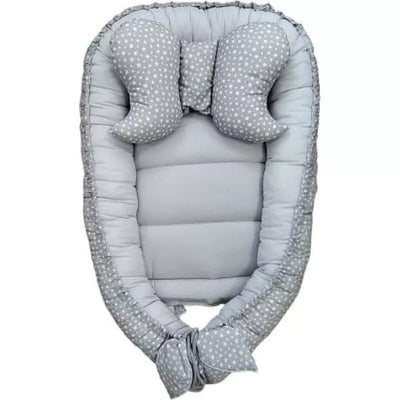 Kokonas-Lizdelis naujagimiams su pagalvyte DUET COTTON STARS Grey