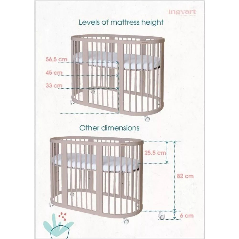 Lovylė-Tranformeris 9in1 INGVART SMART Natural+3 čiužiniai