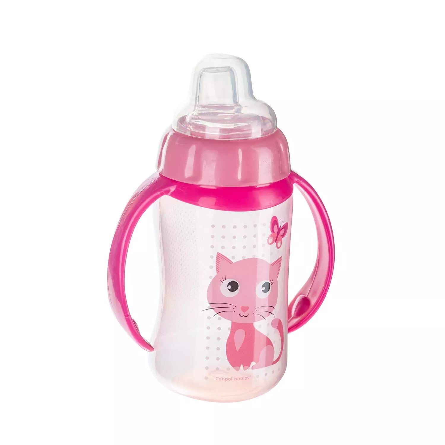 Mokomasis puodelis su silikoniniu snapeliu Canpol CUTE ANIMALS 56/512 Pink