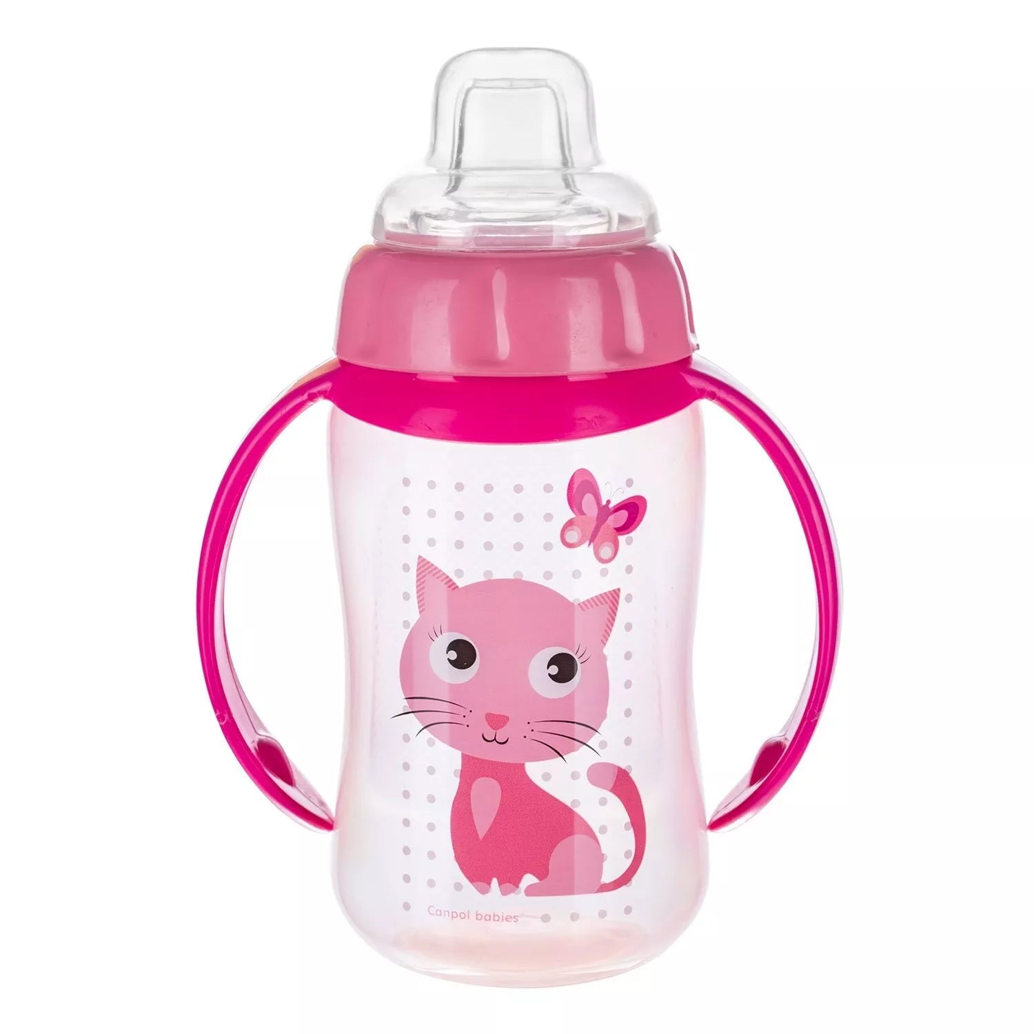 Mokomasis puodelis su silikoniniu snapeliu Canpol CUTE ANIMALS 56/512 Pink