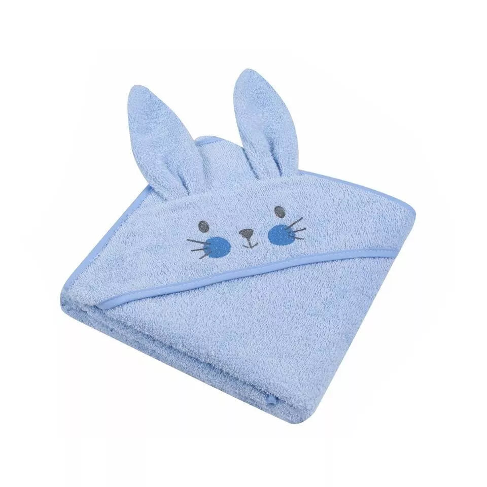 Rankšluostis kūdikiui 3D su gobtuvu RABBIT Blue