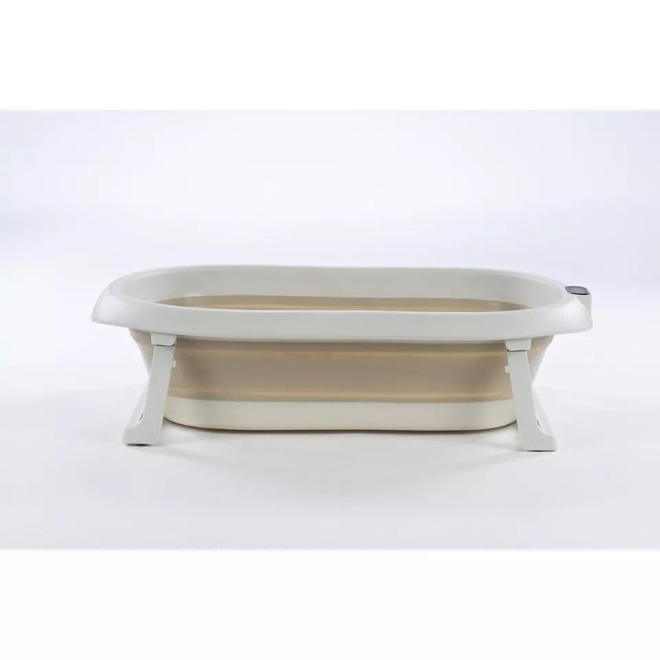 Sulankstoma kūdikio vonelė su termometru ir silikoniniu gultuku BATH&CARE Beige