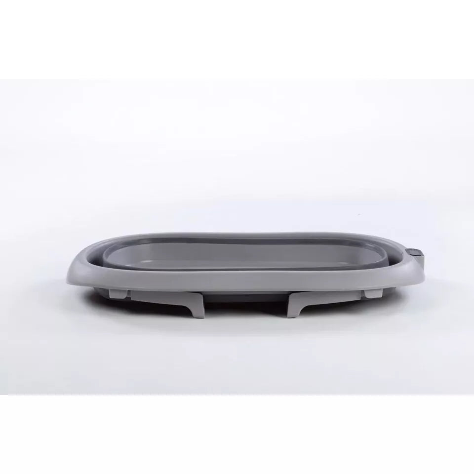 Sulankstoma kūdikio vonelė su termometru ir silikoniniu gultuku BATH&CARE Dark Grey