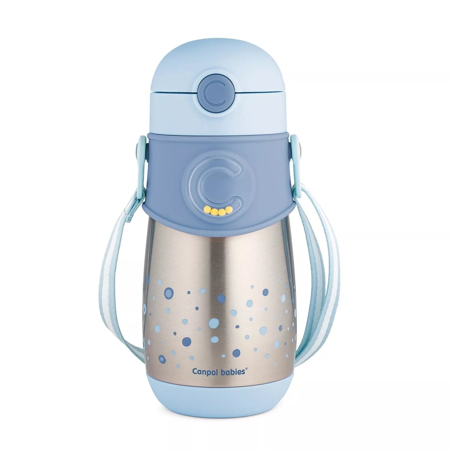 Termo-buteliukas su silikoniniu vamzdeliu 300ml Canpol 74/054 Blue