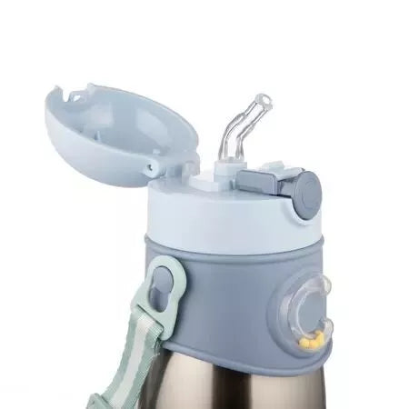 Termo-buteliukas su silikoniniu vamzdeliu 300ml Canpol 74/054 Blue